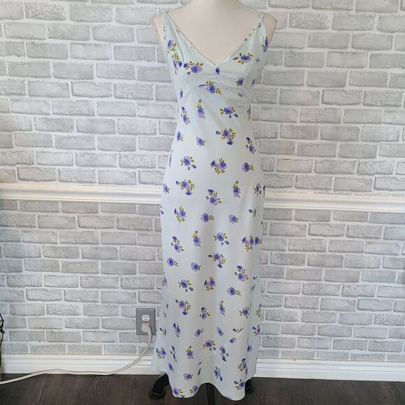 ASOS Blue Floral Maxi Slip Dress Romantic Feminine Fairy Cottage Lightweight 4 - Picture 9 of 9